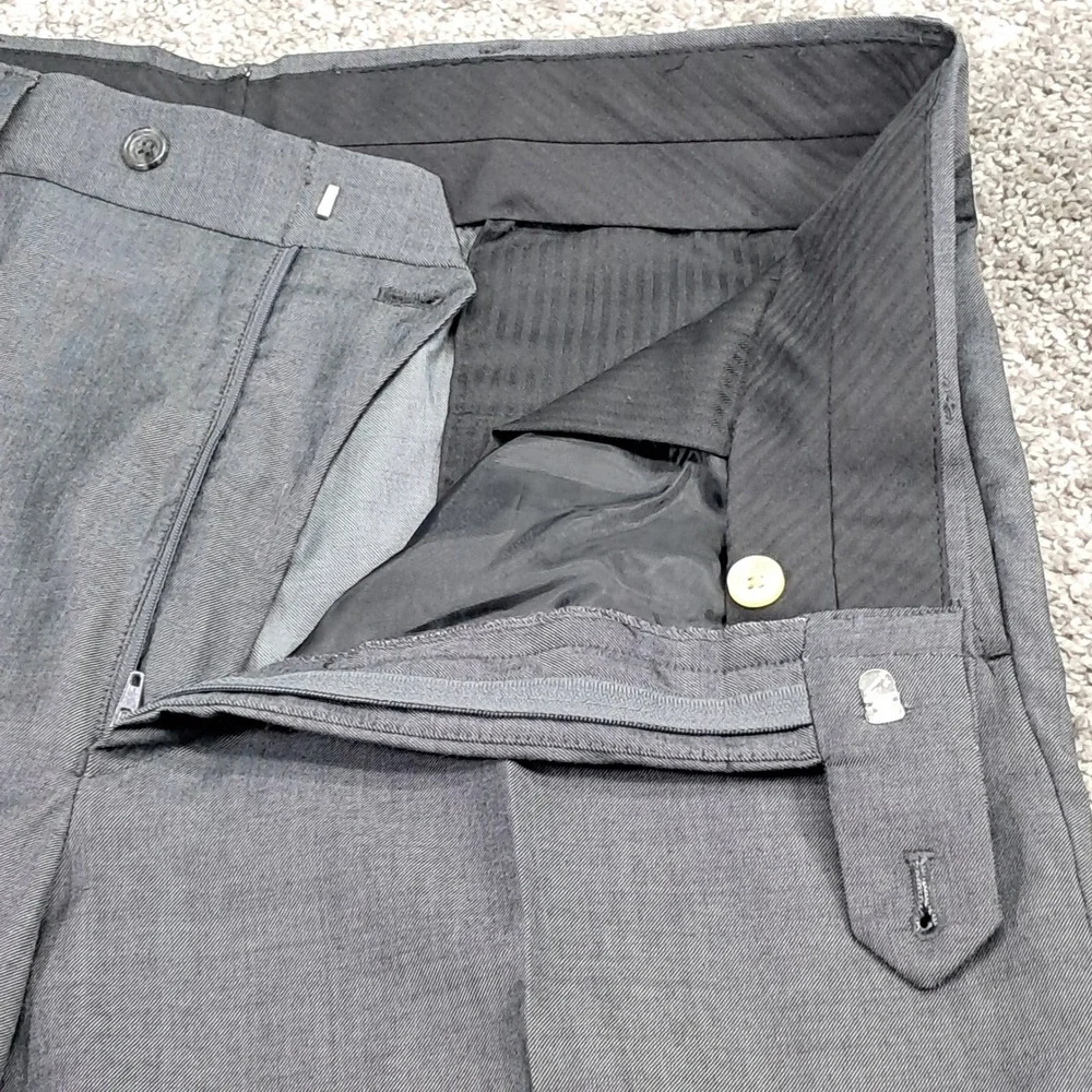 Jones New York Mens 3 Piece Suit 40L Grey‎ 100% Worsted Wool Blazer Vest Pant